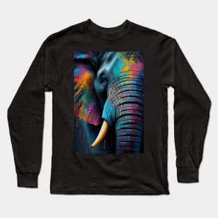 Colorful Elephant in Pop Art Style - A Fun And Playful Art Design For Animal lovers Long Sleeve T-Shirt